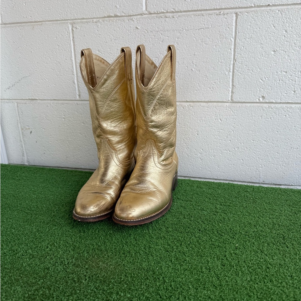 60s Wrangler Lemae Leather Gold Cowboy boots Size 6.5